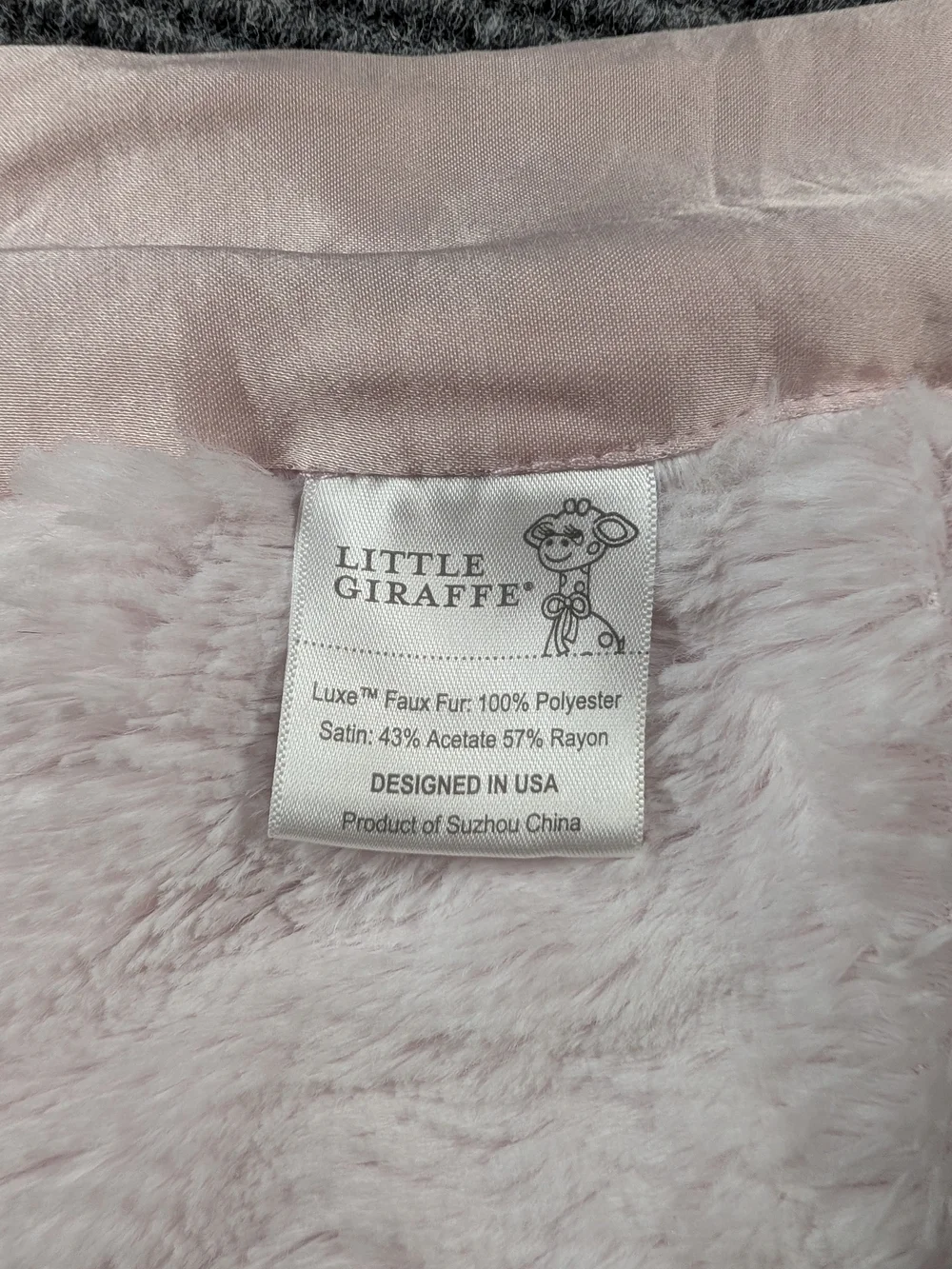 Little Giraffe Chenille Satin & Plush Mini Blankey, Light Pink Lovey Blankey